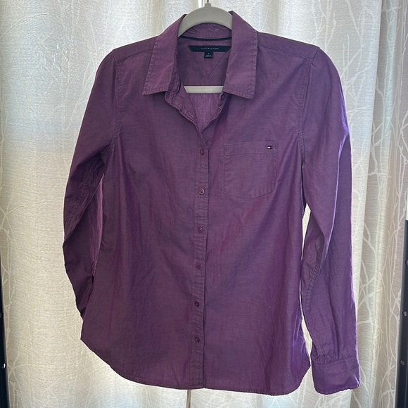 Tommy Hilfiger Long Sleeve Button down Shirt with Pocket Purple size M - Picture 1 of 6